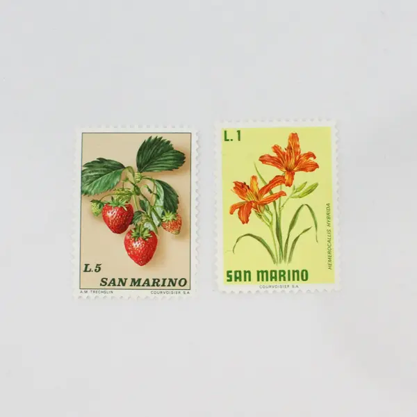 Lot Of 6 San Marino 1970s Fruit And Flowers Stamps Mint Hinged