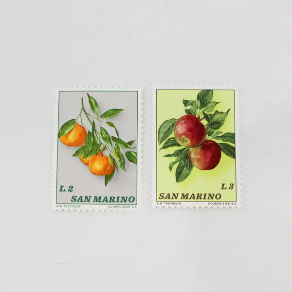 Lot Of 6 San Marino 1970s Fruit And Flowers Stamps Mint Hinged