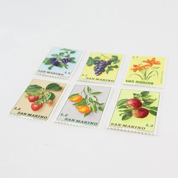 Lot Of 6 San Marino 1970s Fruit And Flowers Stamps Mint Hinged