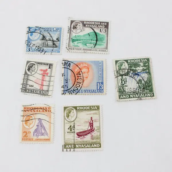 Lot Of 7 Rhodesia & Nyasaland 1950s-1960s Stamps Used