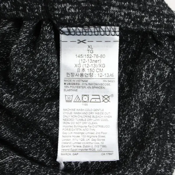GAP Kids Girls Marled Knit Top Long Sleeve Black White XL 12