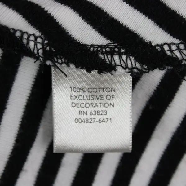 Christopher & Banks Women's PM Striped Roll-Tab Sleeve Top Black Blue White