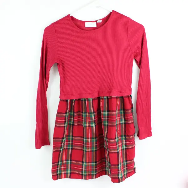 The Children's Place Girls L 10/12 Red Green Plaid Holiday Dress