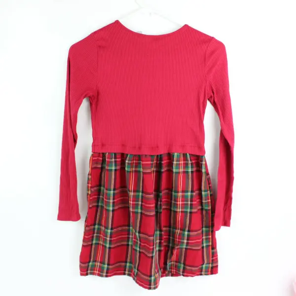 The Children's Place Girls L 10/12 Red Green Plaid Holiday Dress