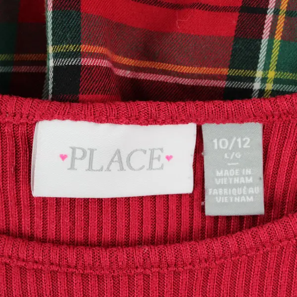 The Children's Place Girls L 10/12 Red Green Plaid Holiday Dress