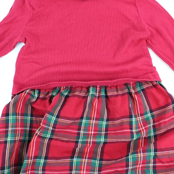The Children's Place Girls L 10/12 Red Green Plaid Holiday Dress