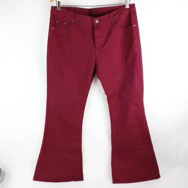 LDNINE Red High-Rise Bootcut Jeans Size XL Cotton Blend Stretchy