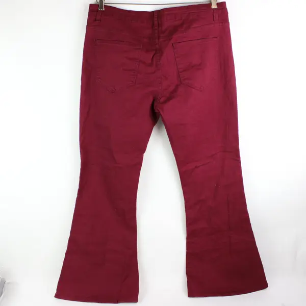 LDNINE Red High-Rise Bootcut Jeans Size XL Cotton Blend Stretchy