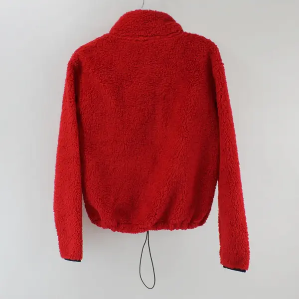 No Boundaries Juniors XS (1) Red Sherpa Fleece Quarter Zip Pullover Light