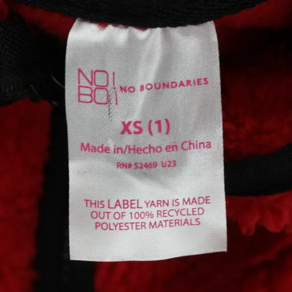 No Boundaries Juniors XS (1) Red Sherpa Fleece Quarter Zip Pullover Light