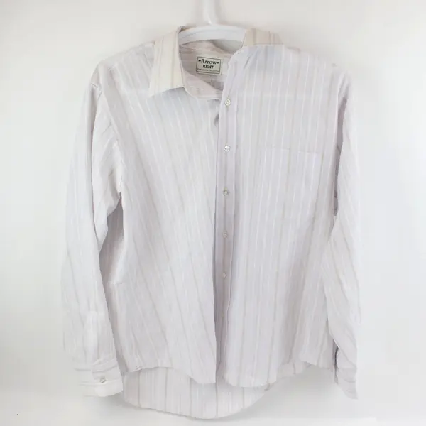 Arrow Kent Men's Sheer Off-White Long Sleeve Button-Down Shirt 17-35