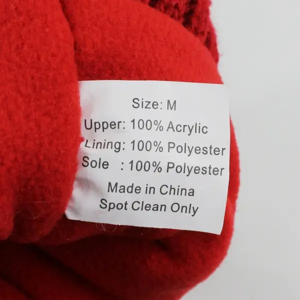 Women's Red Cable Knit Slipper Socks Boots Puff Balls Traction Dots Size M
