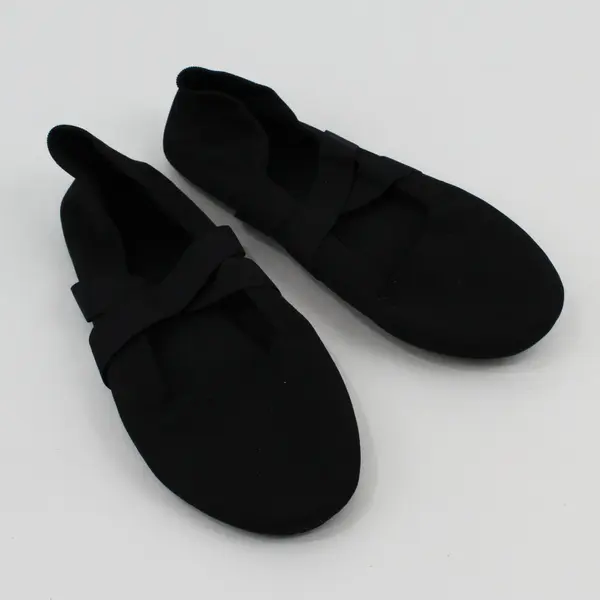 Sangeeson Black Ballet Shoes Crisscross Elastic Strap Design Size 8-8.5 US