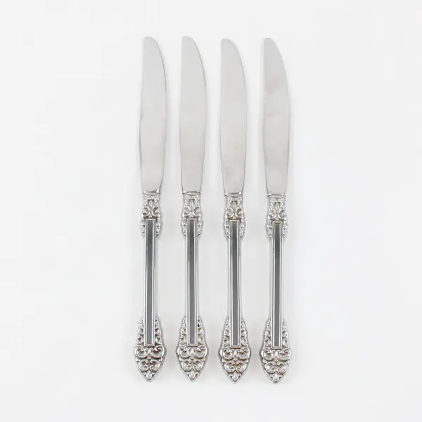Lot of 4 Oneida Silver Rembrandt Pattern Stainless Heirloom Dinner Knives 9" 