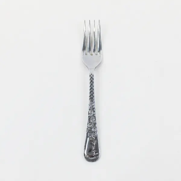 Vintage J. William Ltd Chrome Plate Youth Fork Kangaroo Floral Relief 5.3"