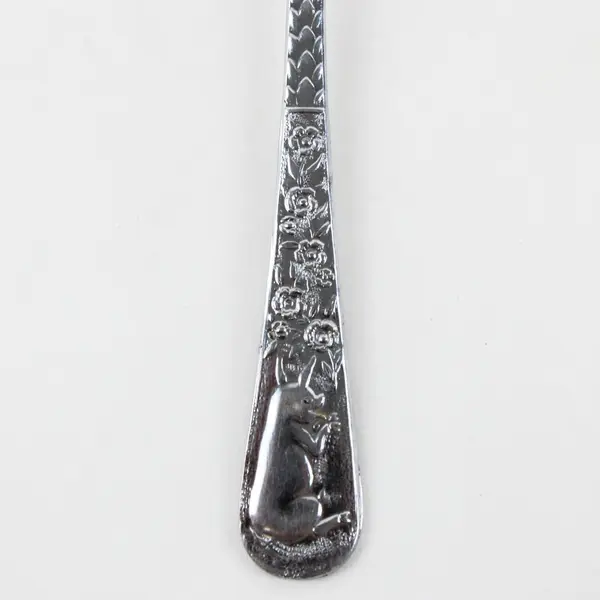 Vintage J. William Ltd Chrome Plate Youth Fork Kangaroo Floral Relief 5.3"