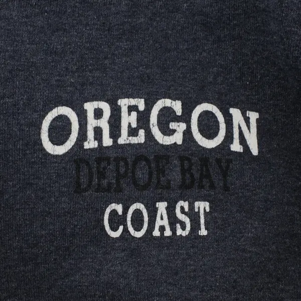 Jerzees Depoe Bay Oregon Coast Men's Large Blue Graphic Zip Hoodie