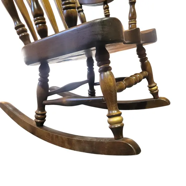 S. Bent & Bros Windsor Rocking Chair Floral Stencil Maple Wood
