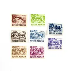 Lot Of 8 Indonesia 1956 Animal Stamps
