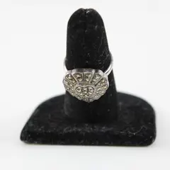 Vintage Judith Jack Sterling Silver Marcasite Heart Ring Size 5.5
