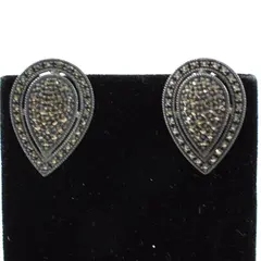 Judith Jack Vintage Sterling Silver Marcasite Teardrop Stud Earrings