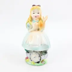 Vintage 1960s Disney Alice in Wonderland Ceramic Watch Holder Nonworking Watch