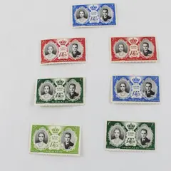 Lot Of 7 Monaco 1956 Wedding Stamps Prince Rainier Grace Kelly SC #366-69 MH