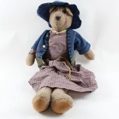 Vintage Granny Bear Plush Stuffed Animal 29 Inch Button Eyes