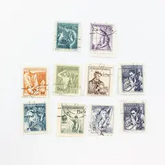 Lot Of 10 Czechoslovakia 1954 Workers Stamps Used