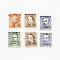Lot Of 6 Czechoslovakia 1951-52 Historical Figures Stamps #443-45 #450 Used