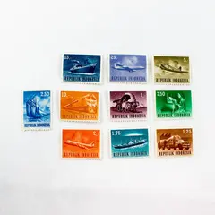 Lot Of 10 Indonesia 1964 Transportation Stamps Mint Hinged OG