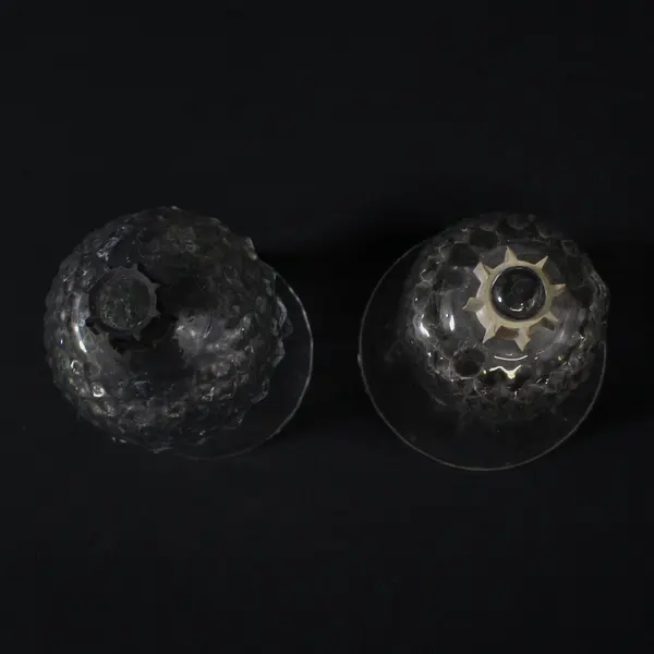 Lot of 2 Mixed Hourglass Shapes Clear Glass Votive Candle Holders