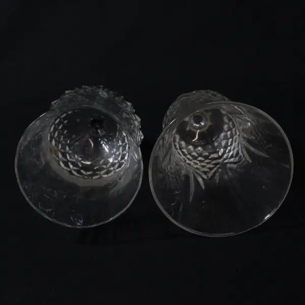 Lot of 2 Mixed Hourglass Shapes Clear Glass Votive Candle Holders