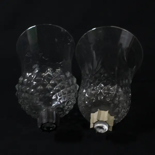 Lot of 2 Mixed Hourglass Shapes Clear Glass Votive Candle Holders