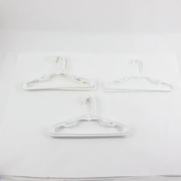 Lot of 10 White Plastic Kids Clothes Hangers for Shirts & Pants