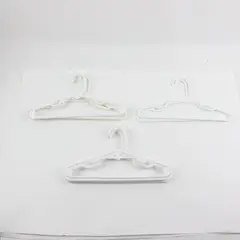 Lot of 10 White Plastic Kids Clothes Hangers for Shirts & Pants