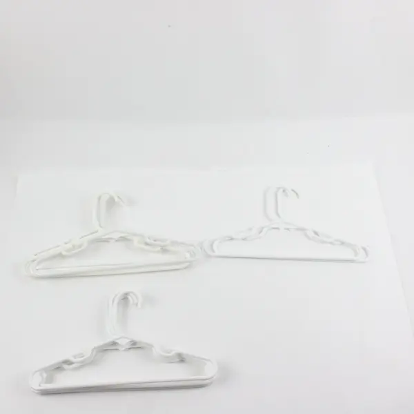 Lot of 10 White Plastic Kids Clothes Hangers for Shirts & Pants