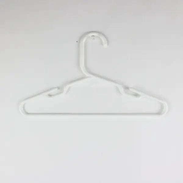 Lot of 10 White Plastic Kids Clothes Hangers for Shirts & Pants