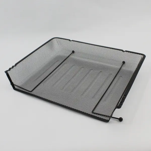 Rubbermaid Black Metal Mesh Desktop Letter Tray Paper Organizer & Clip Dish Set