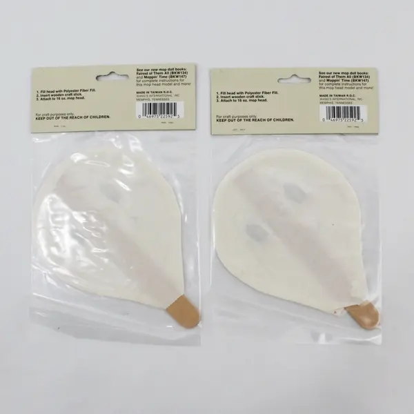 Lot of 2 Mop Doll Face Lady Face MOPFACE G Pre-Sewn Silk-Screened New Sealed