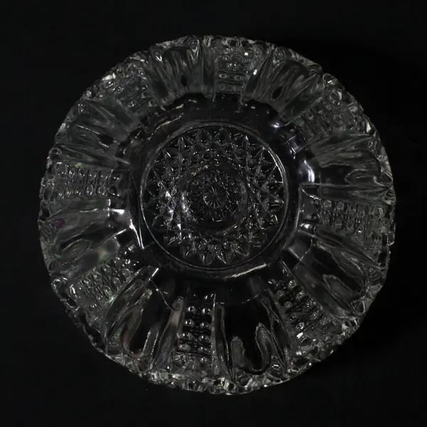 L.E. Smith Hobstar & File Clear Pressed Glass Serving Bowl 8" Scalloped Rim