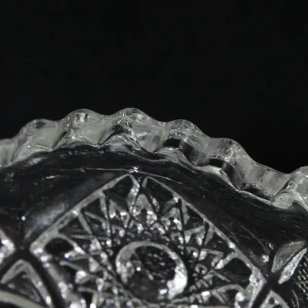 L.E. Smith Hobstar & File Clear Pressed Glass Serving Bowl 8" Scalloped Rim