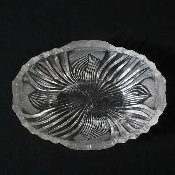 Mikasa Crystal Frosted Flower Oval Ribbed Bowl 7in FLAWED