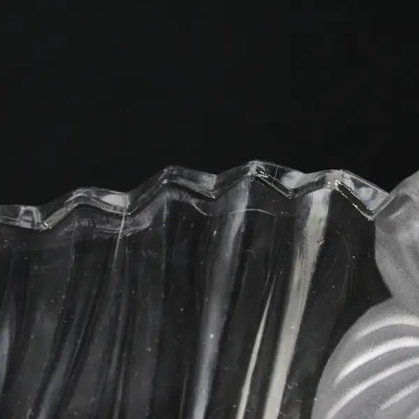 Mikasa Crystal Frosted Flower Oval Ribbed Bowl 7in FLAWED
