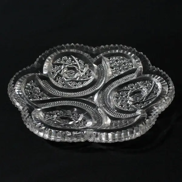 American Brilliant Period Antique Clear Glass Plate 7.5" Sawtooth Edge FLAW
