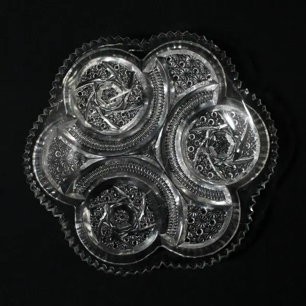 American Brilliant Period Antique Clear Glass Plate 7.5" Sawtooth Edge FLAW