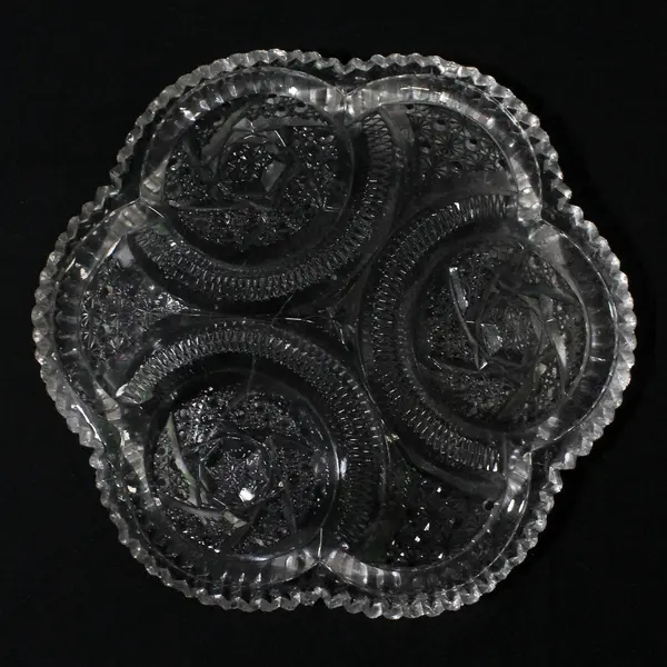 American Brilliant Period Antique Clear Glass Plate 7.5" Sawtooth Edge FLAW