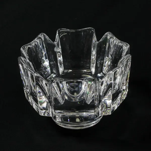 Orrefors Corona Crystal Petal Bowl Lars Hellsten 4.5 Inch