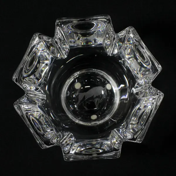 Orrefors Corona Crystal Petal Bowl Lars Hellsten 4.5 Inch