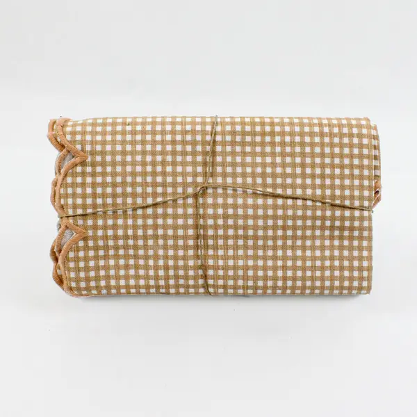 Nash & Nichol Set of 4 Cotton Scalloped Napkins Green Beige NWT